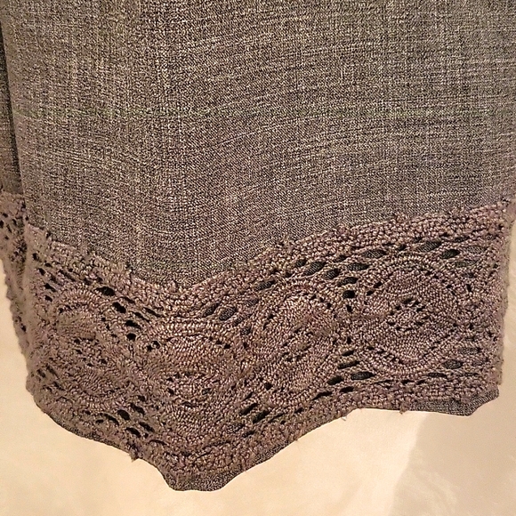 RARE Crochet Hem Stretch Heather Grey Straight Leg Pants! 9 - Picture 8 of 15